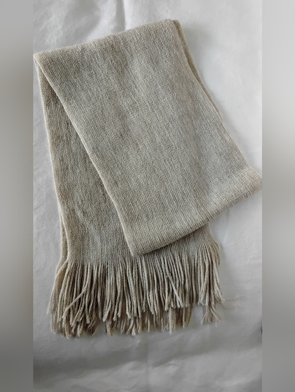 New York & Company Metallic Beige Knit Scarf